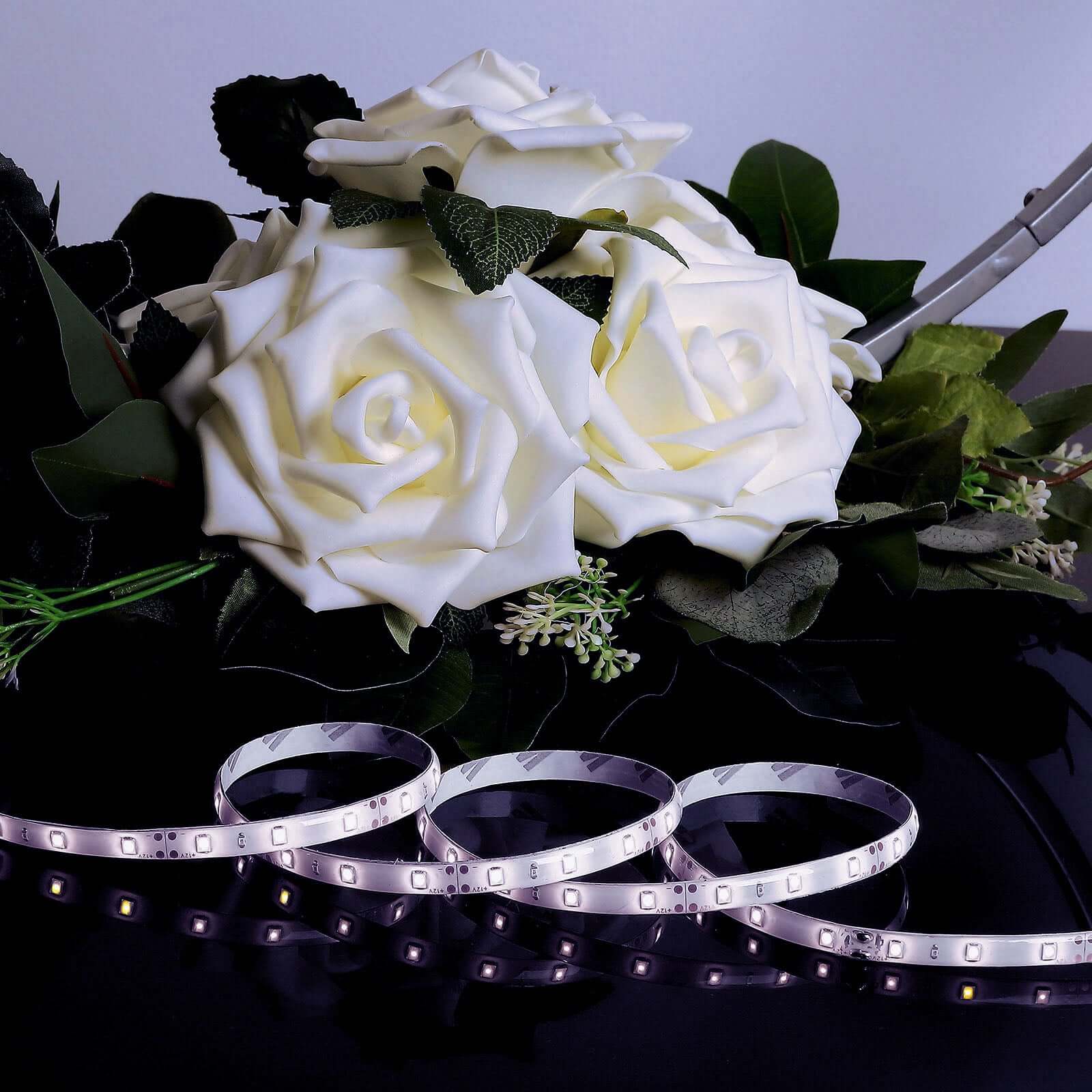 16ft Super Bright Cool White 300 LED Flexible Strip Lights With Adhesive - Linen Luxes