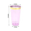 12-Pack Plastic Party Cups Transparent Purple with Gold Rim - Durable Disposable Tumblers for Drinks 17oz 5.5"