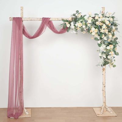 18ft Mauve Cinnamon Rose Sheer Organza Wedding Arch Drapery Fabric, Window Scarf Valance
