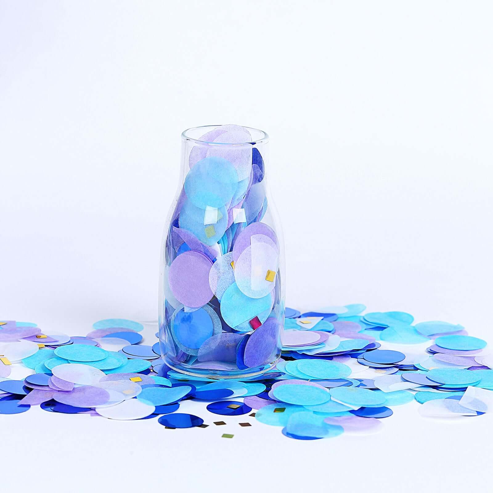 18G Bag Tissue Paper and Foil Table Confetti Mix, Purple Theme Festive Balloon Decor Blue, Gold, Royal Blue, White - Linen Luxes