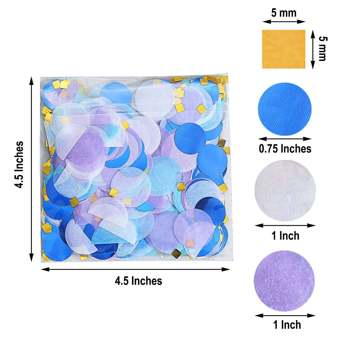 18G Bag Tissue Paper and Foil Table Confetti Mix, Purple Theme Festive Balloon Decor Blue, Gold, Royal Blue, White - Linen Luxes