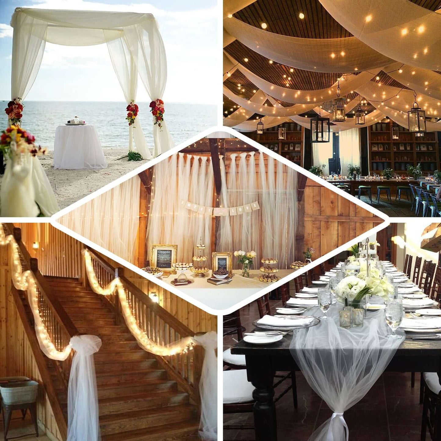 18"x100 Yards White Tulle Fabric Bolt, Sheer Fabric Spool Roll For Crafts - Linen Luxes