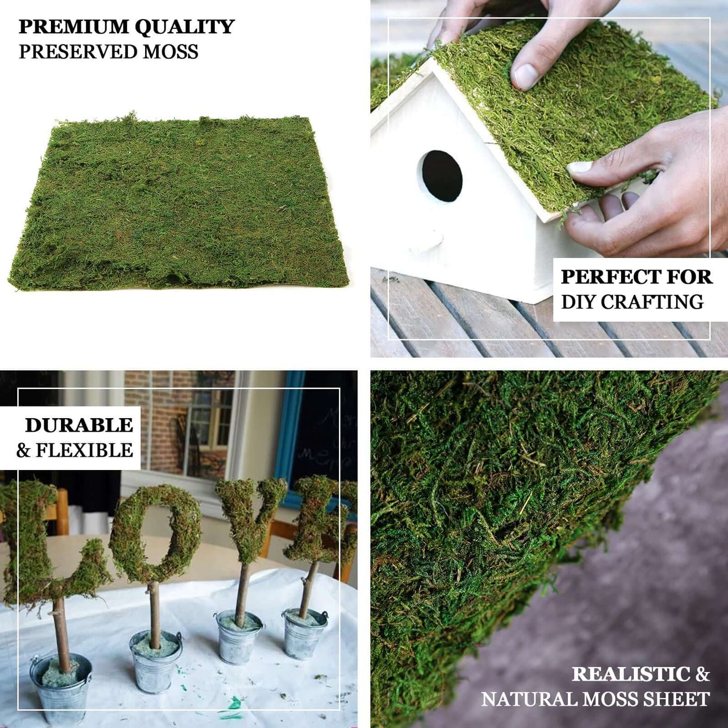 18"x16" Preserved Natural Moss Wall Sheet Roll, Moss Landscape Panel - Linen Luxes