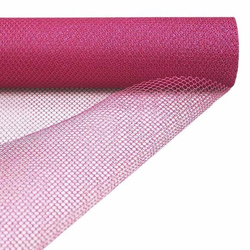 19"x10 Yards Fuchsia Polyester Hex Deco Mesh Netting Fabric Roll - Linen Luxes