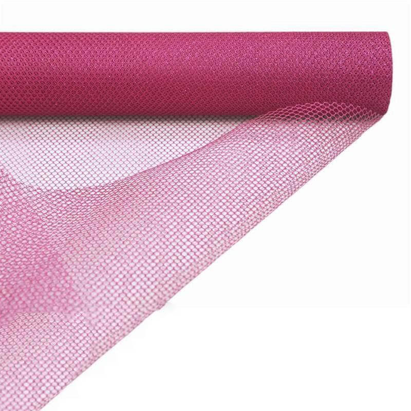 19"x10 Yards Fuchsia Polyester Hex Deco Mesh Netting Fabric Roll - Linen Luxes