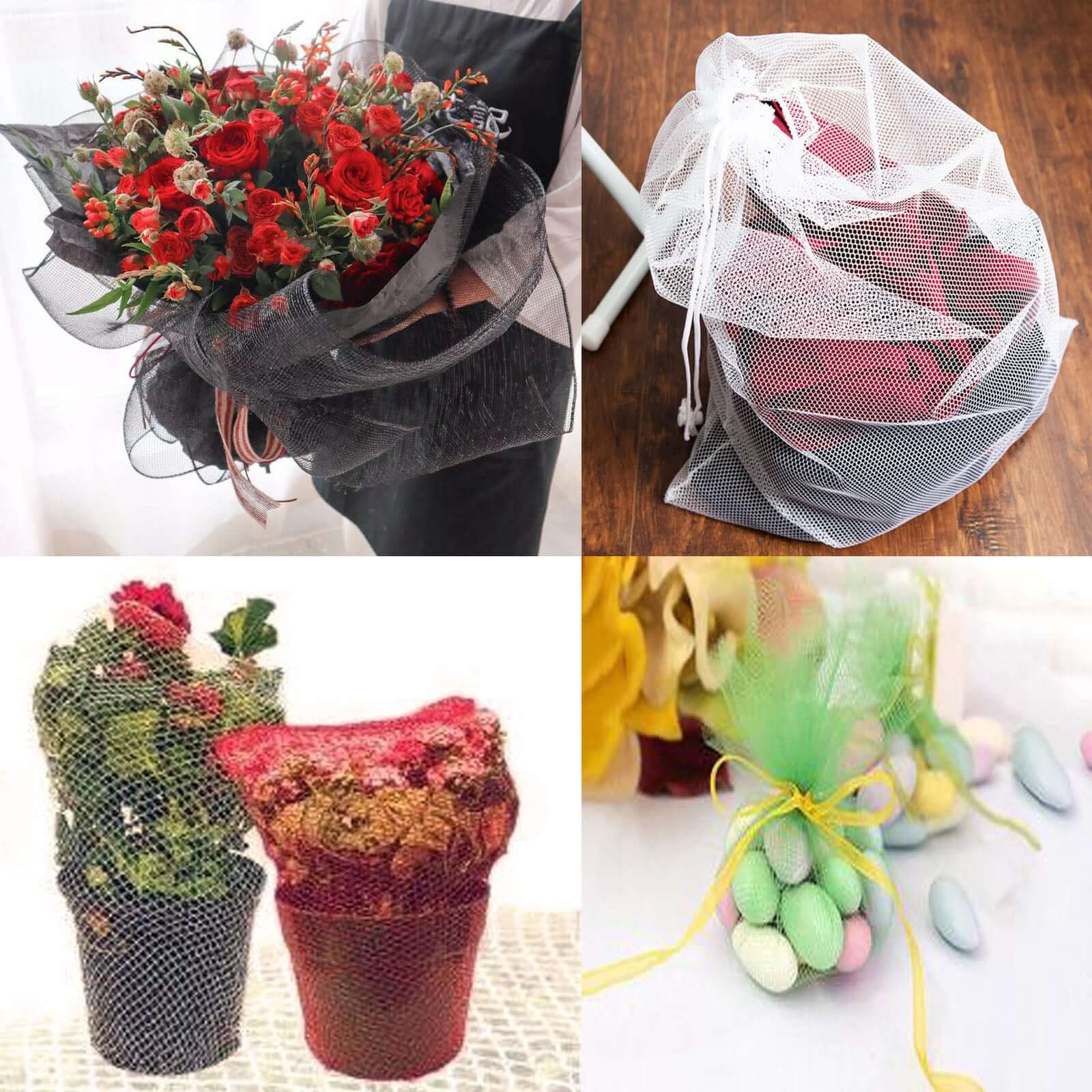 19"x10 Yards Fuchsia Polyester Hex Deco Mesh Netting Fabric Roll - Linen Luxes