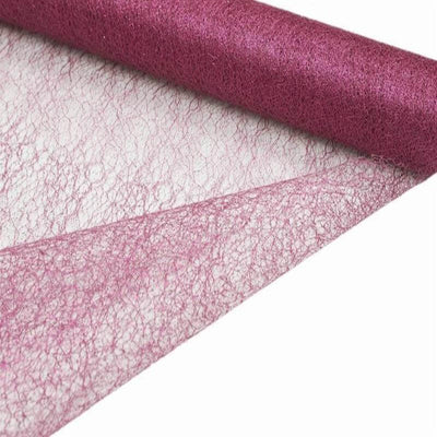 19"x5 Yards Fuchsia Glitter Deco Mesh Abaca Scrunch Roll, Wholesale Fabric - Linen Luxes