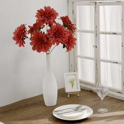 2 Bouquets 20" Terracotta Artificial Silk Dahlia Flower Spray Bushes