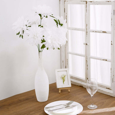 2 Bouquets 20" White Artificial Silk Dahlia Flower Spray Bushes