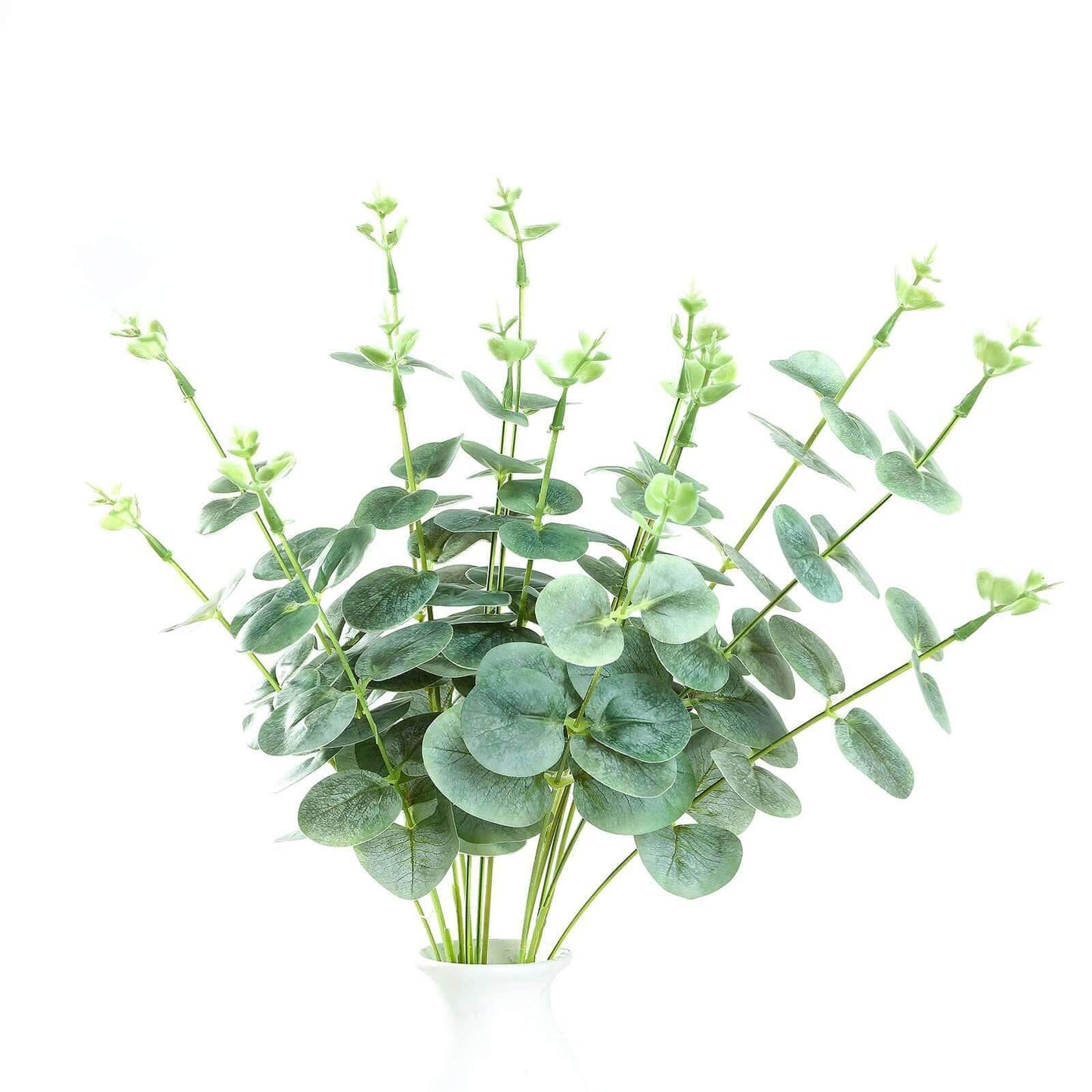 2 Bushes 19" Frosted Green Artificial Eucalyptus Branch Bouquet Plants - Linen Luxes