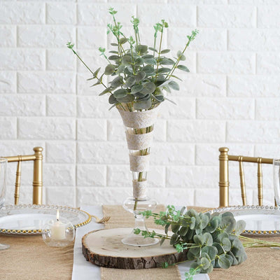 2 Bushes 19" Frosted Green Artificial Eucalyptus Branch Bouquet Plants - Linen Luxes