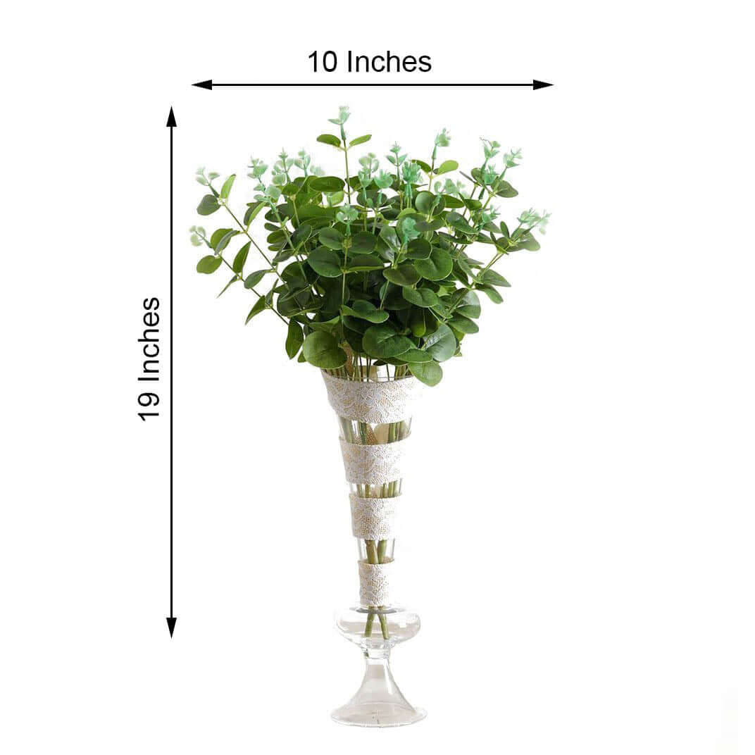 2 Bushes 19" Light Green Artificial Eucalyptus Branch Bouquet Plants - Linen Luxes
