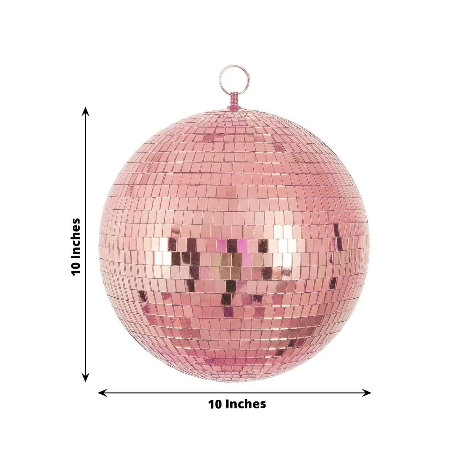 2 Pack 10" Rose Gold Foam Disco Mirror Ball With Hanging Swivel Ring, Holiday Party Decor - Linen Luxes