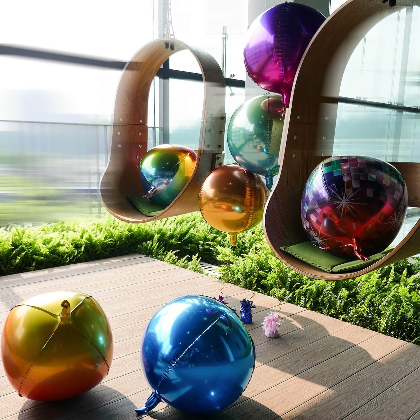 2 Pack 14" 4D Burgundy Sphere Mylar Foil Helium or Air Balloons - Linen Luxes