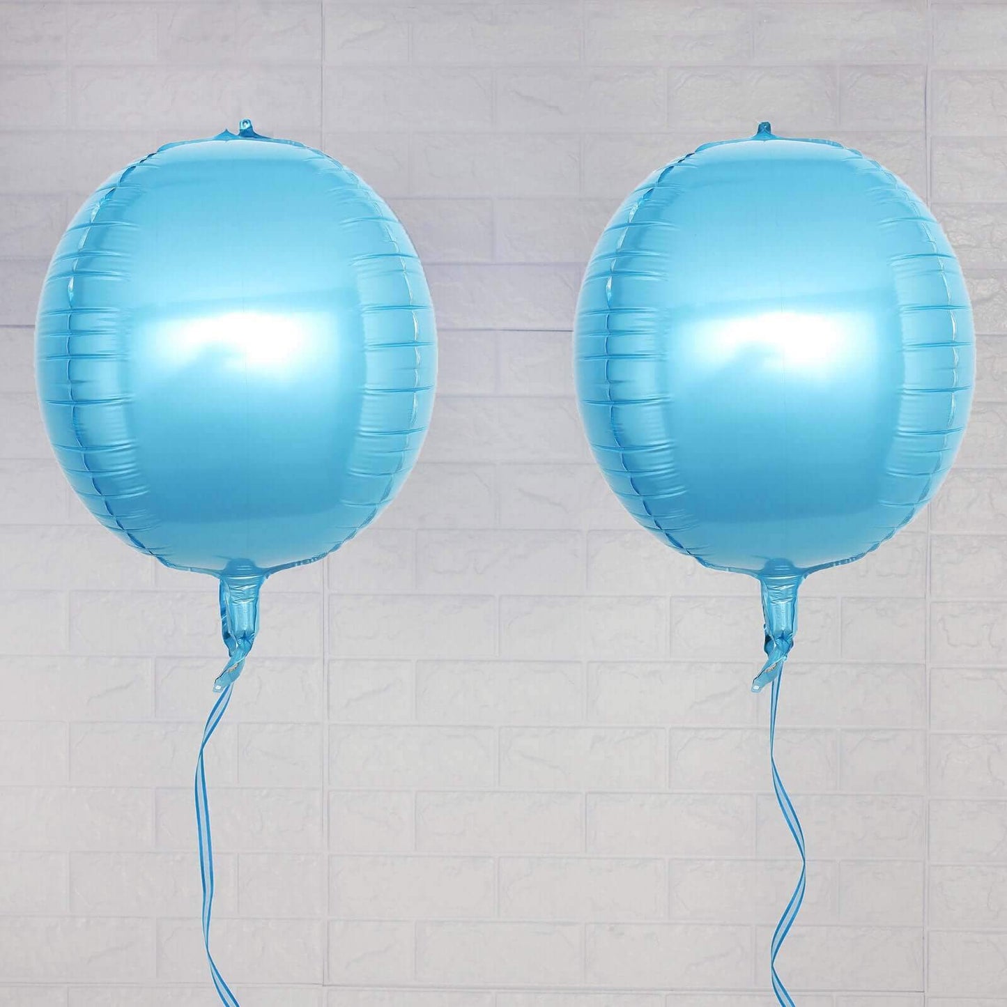 2 Pack 14" 4D Metallic Blue Sphere Mylar Foil Helium or Air Balloons - Linen Luxes