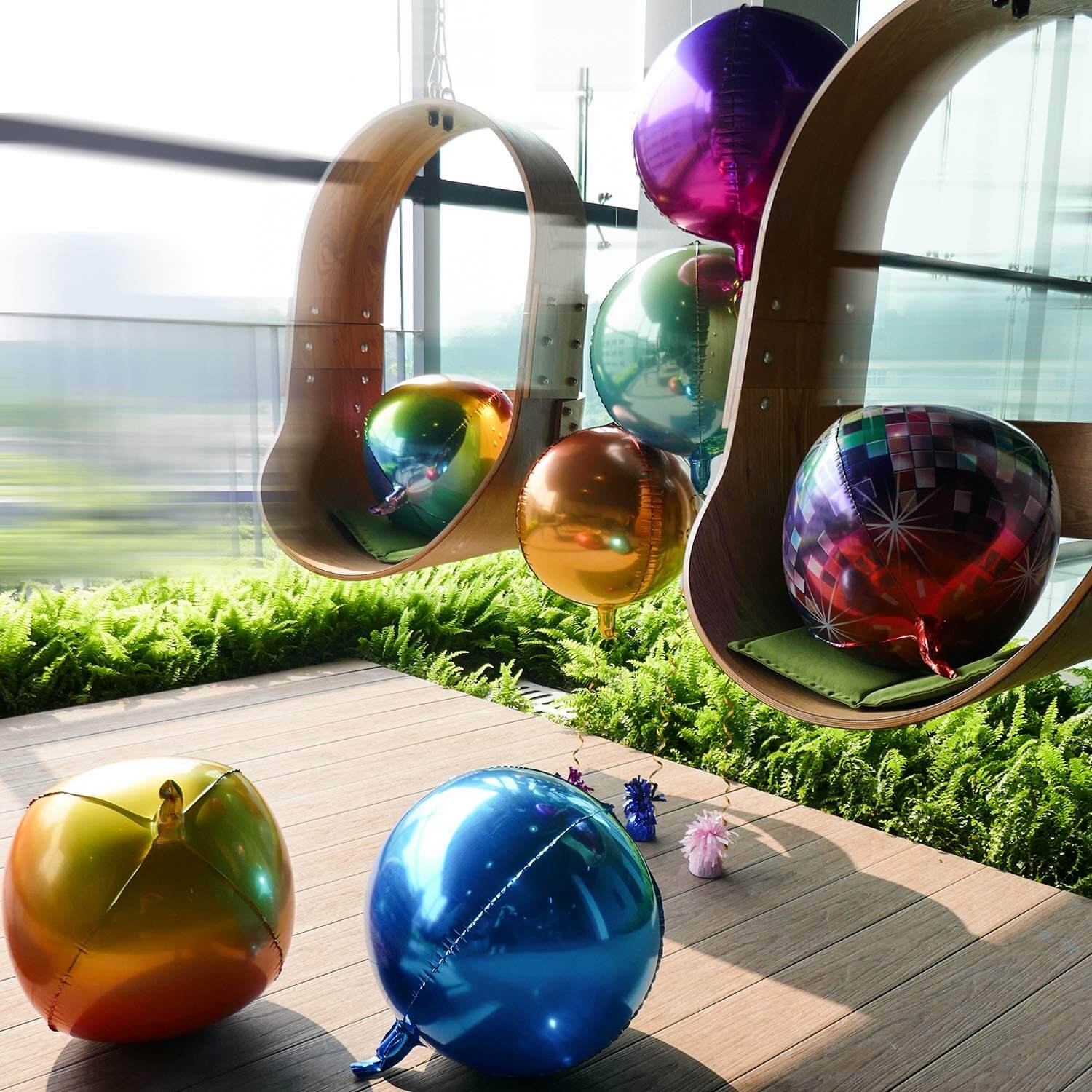 2 Pack 14" 4D Royal Blue Sphere Mylar Foil Helium or Air Balloons - Linen Luxes