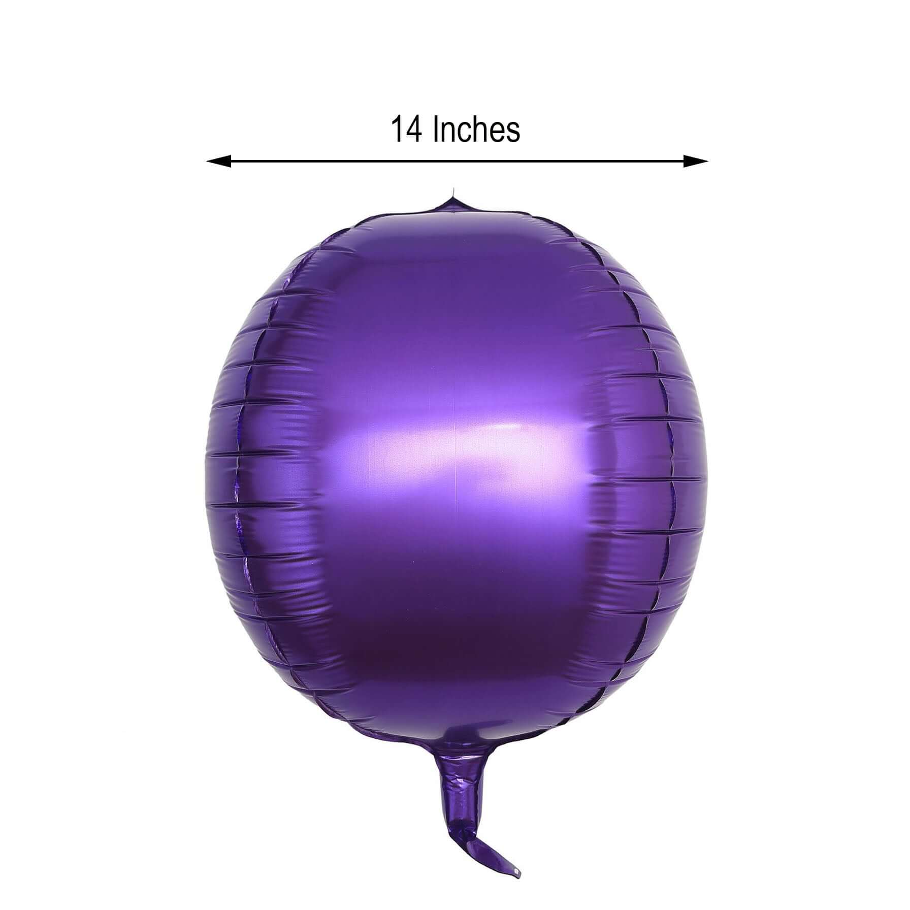 2 Pack 14" 4D Shiny Purple Sphere Mylar Foil Helium or Air Balloons - Linen Luxes