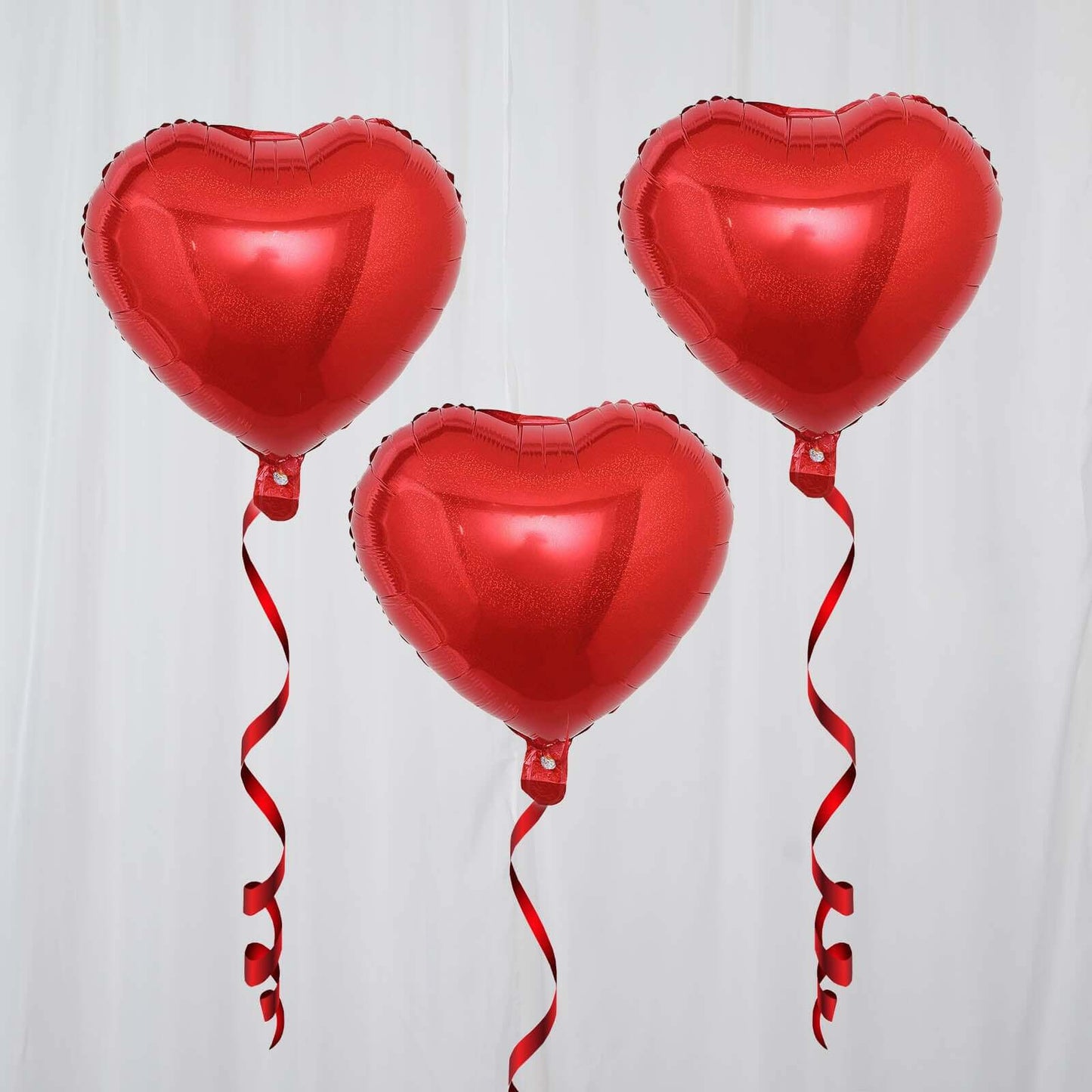 2 Pack 15" 4D Metallic Red Heart Mylar Foil Helium or Air Balloons - Linen Luxes