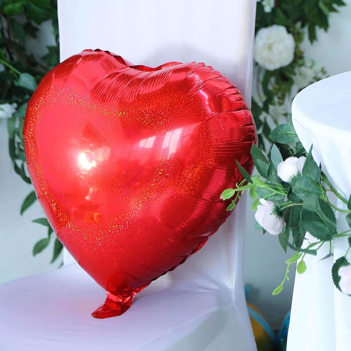 2 Pack 15" 4D Metallic Red Heart Mylar Foil Helium or Air Balloons - Linen Luxes