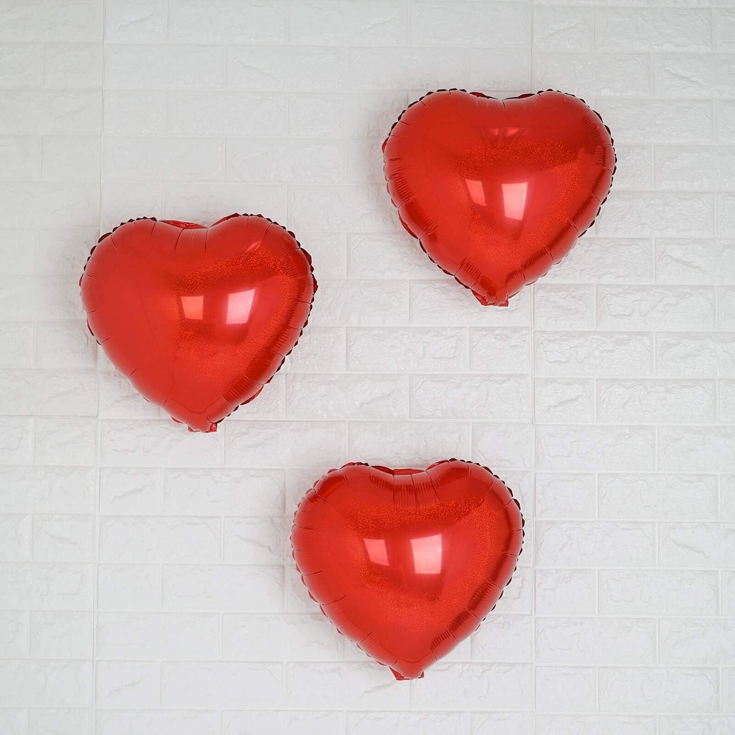 2 Pack 15" 4D Metallic Red Heart Mylar Foil Helium or Air Balloons - Linen Luxes