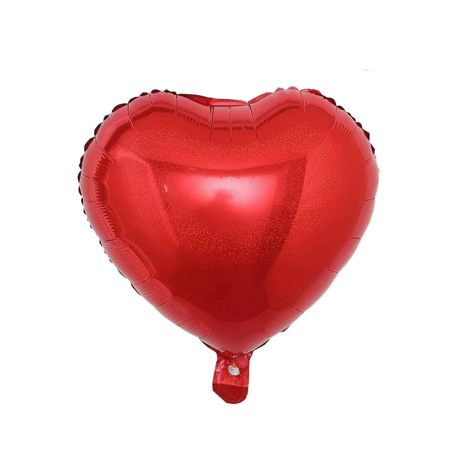 2 Pack 15" 4D Metallic Red Heart Mylar Foil Helium or Air Balloons - Linen Luxes