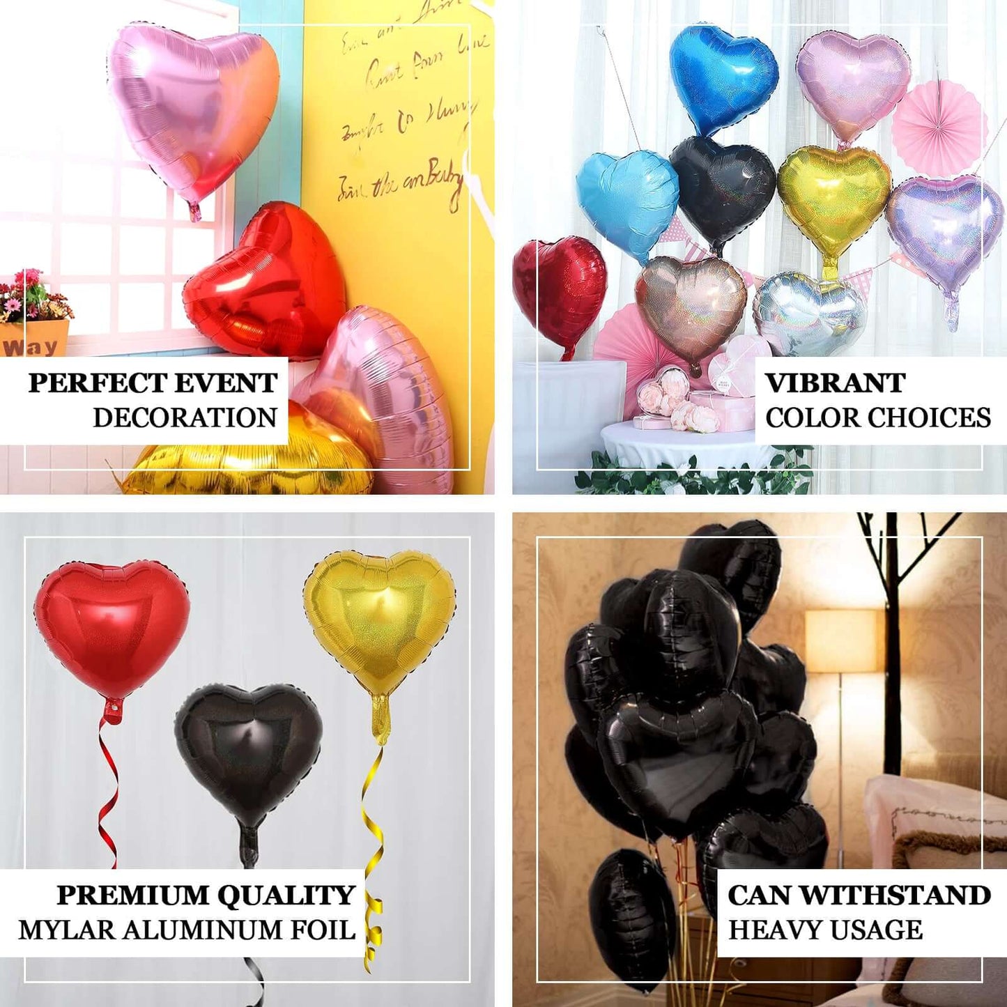 2 Pack 15" 4D Metallic Red Heart Mylar Foil Helium or Air Balloons - Linen Luxes