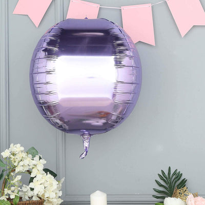 2 Pack 18" 4D Lavender Lilac Sphere Mylar Foil Helium or Air Balloons - Linen Luxes