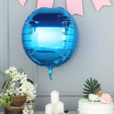 2 Pack 18" 4D Royal Blue Sphere Mylar Foil Helium or Air Balloons - Linen Luxes