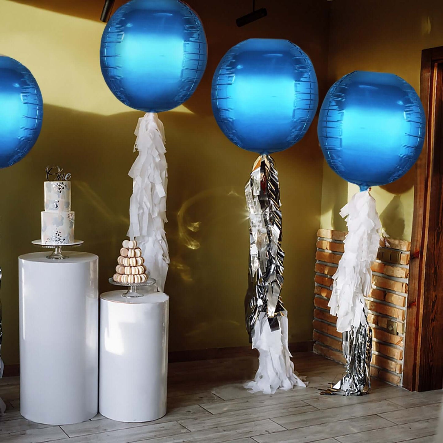 2 Pack 18" 4D Royal Blue Sphere Mylar Foil Helium or Air Balloons - Linen Luxes