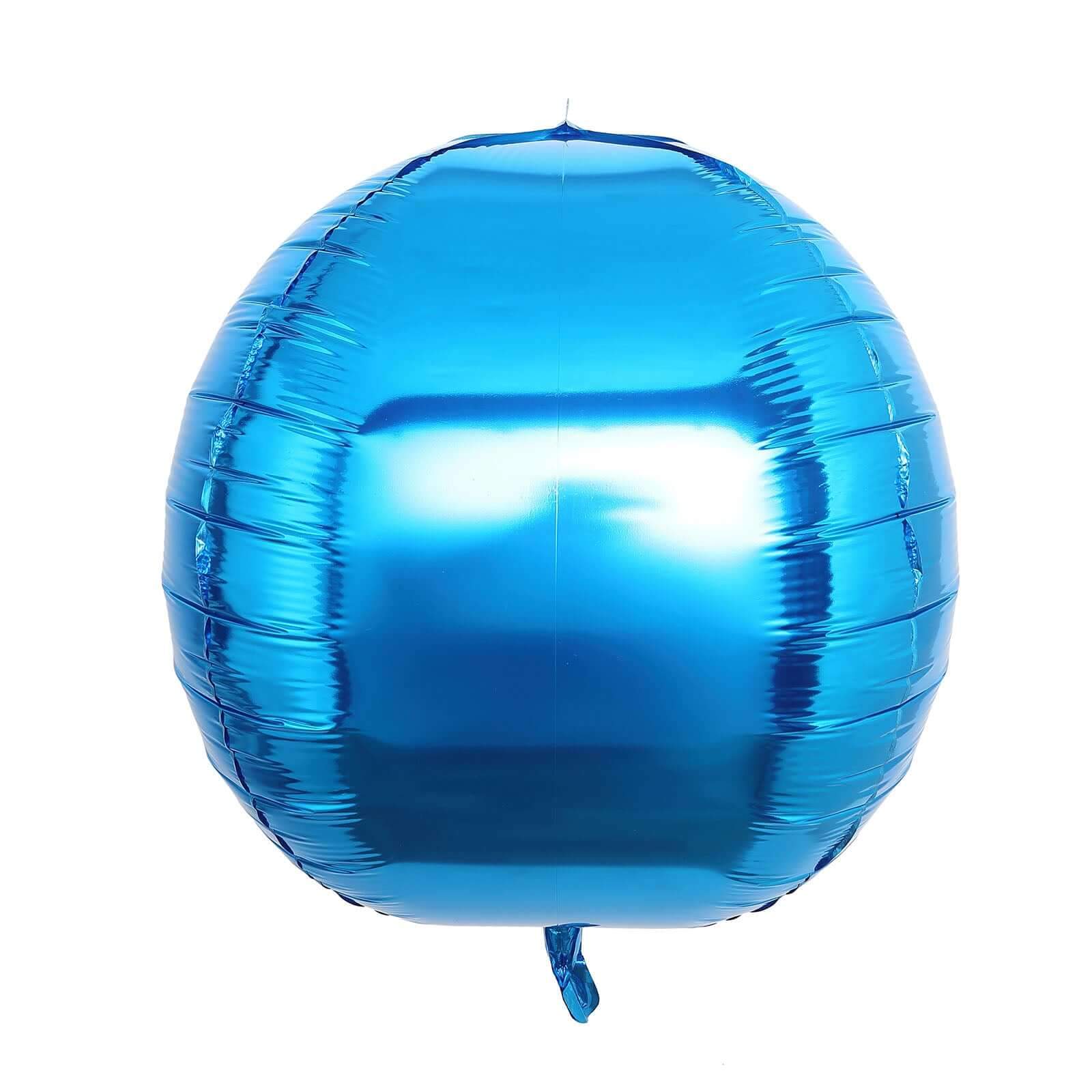 2 Pack 18" 4D Royal Blue Sphere Mylar Foil Helium or Air Balloons - Linen Luxes