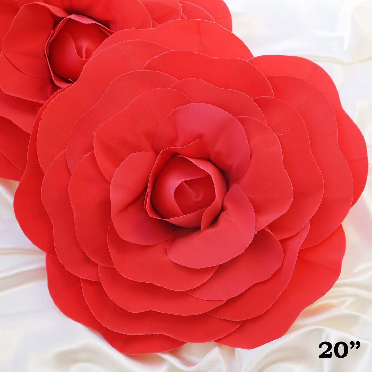 2 Pack 20" Large Red Real Touch Artificial Foam DIY Craft Roses - Linen Luxes
