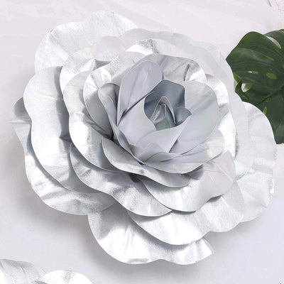 2 Pack 20" Large Silver Real Touch Artificial Foam DIY Craft Roses - Linen Luxes