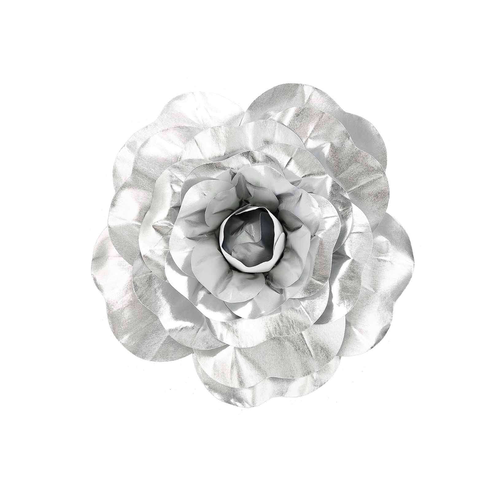 2 Pack 20" Large Silver Real Touch Artificial Foam DIY Craft Roses - Linen Luxes