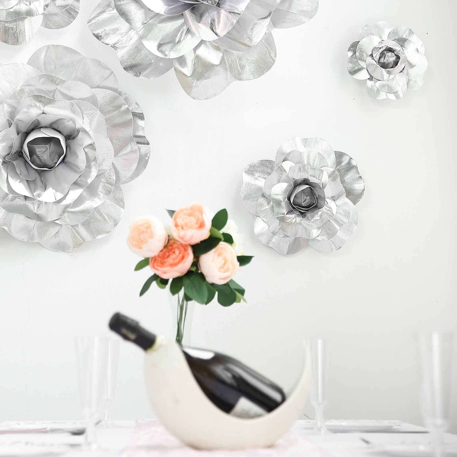 2 Pack 24" Large Silver Real Touch Artificial Foam DIY Craft Roses - Linen Luxes