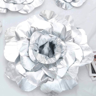 2 Pack 24" Large Silver Real Touch Artificial Foam DIY Craft Roses - Linen Luxes