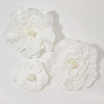 2 Pack 24" Large White Real Touch Artificial Foam DIY Craft Roses - Linen Luxes