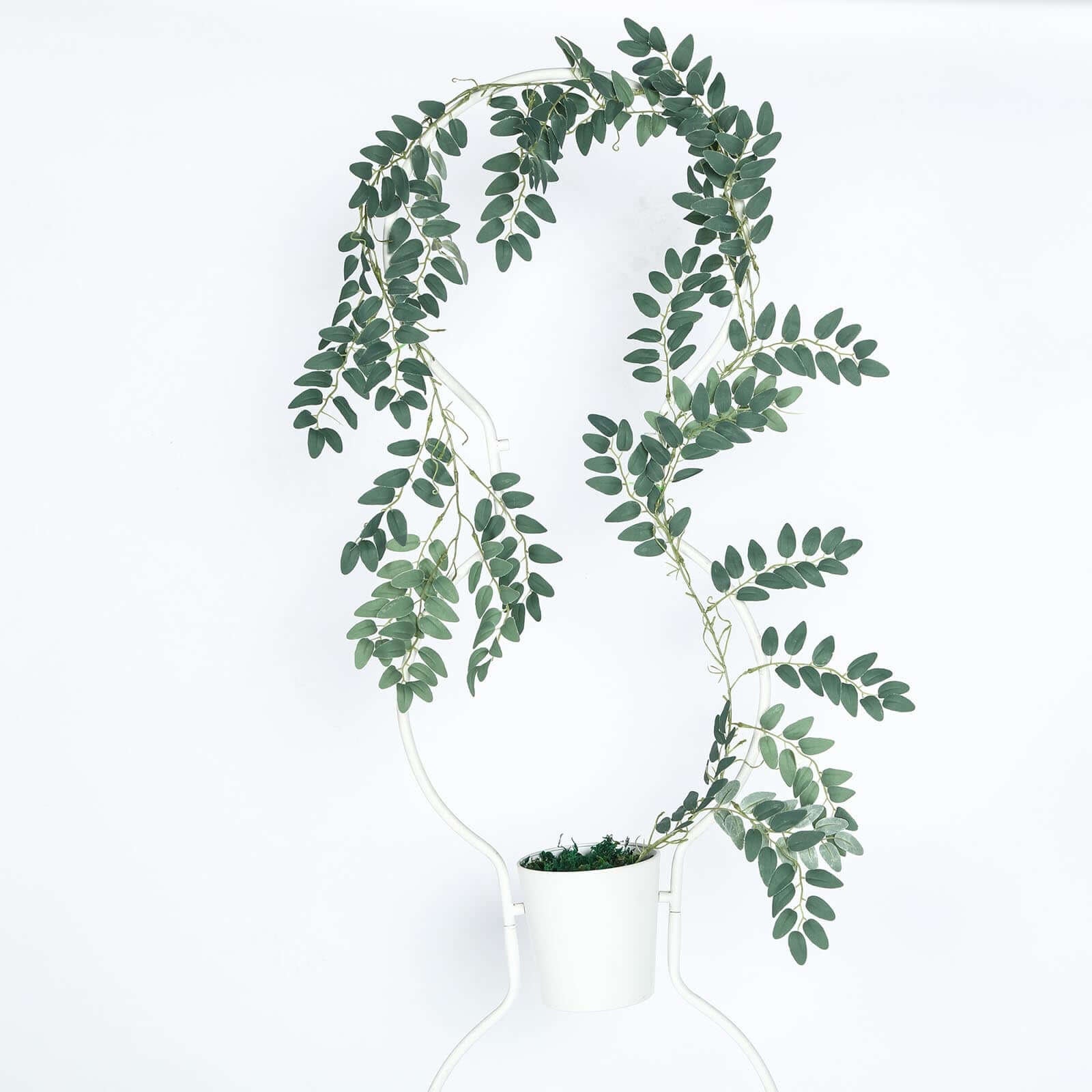 2 Pack 6ft Green Artificial Honey Locust Leaf Garland, Flexible Vine - Linen Luxes
