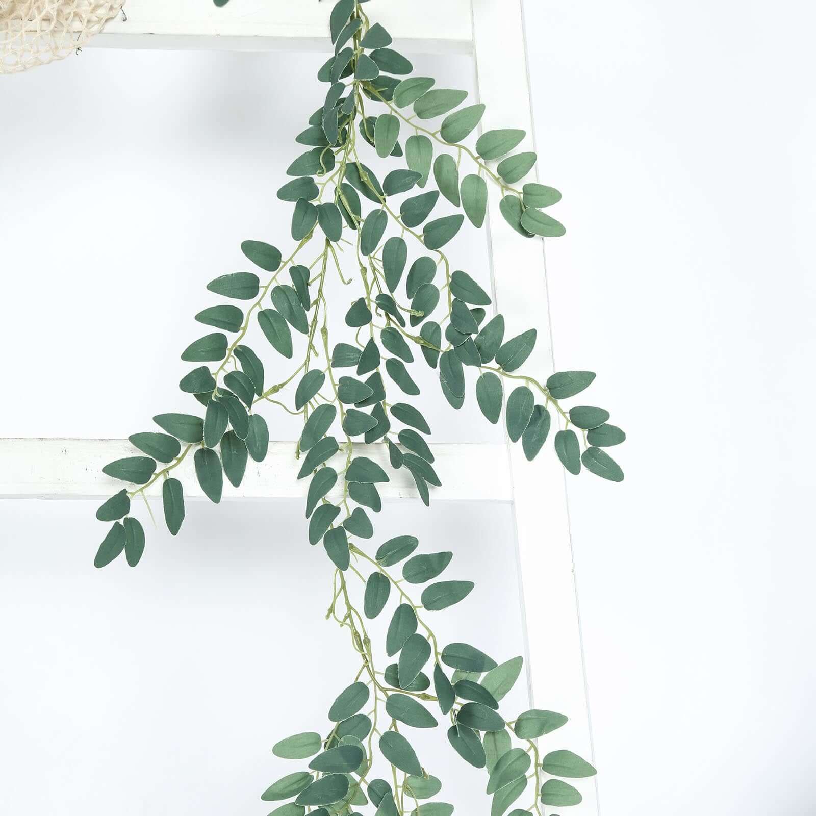 2 Pack 6ft Green Artificial Honey Locust Leaf Garland, Flexible Vine - Linen Luxes