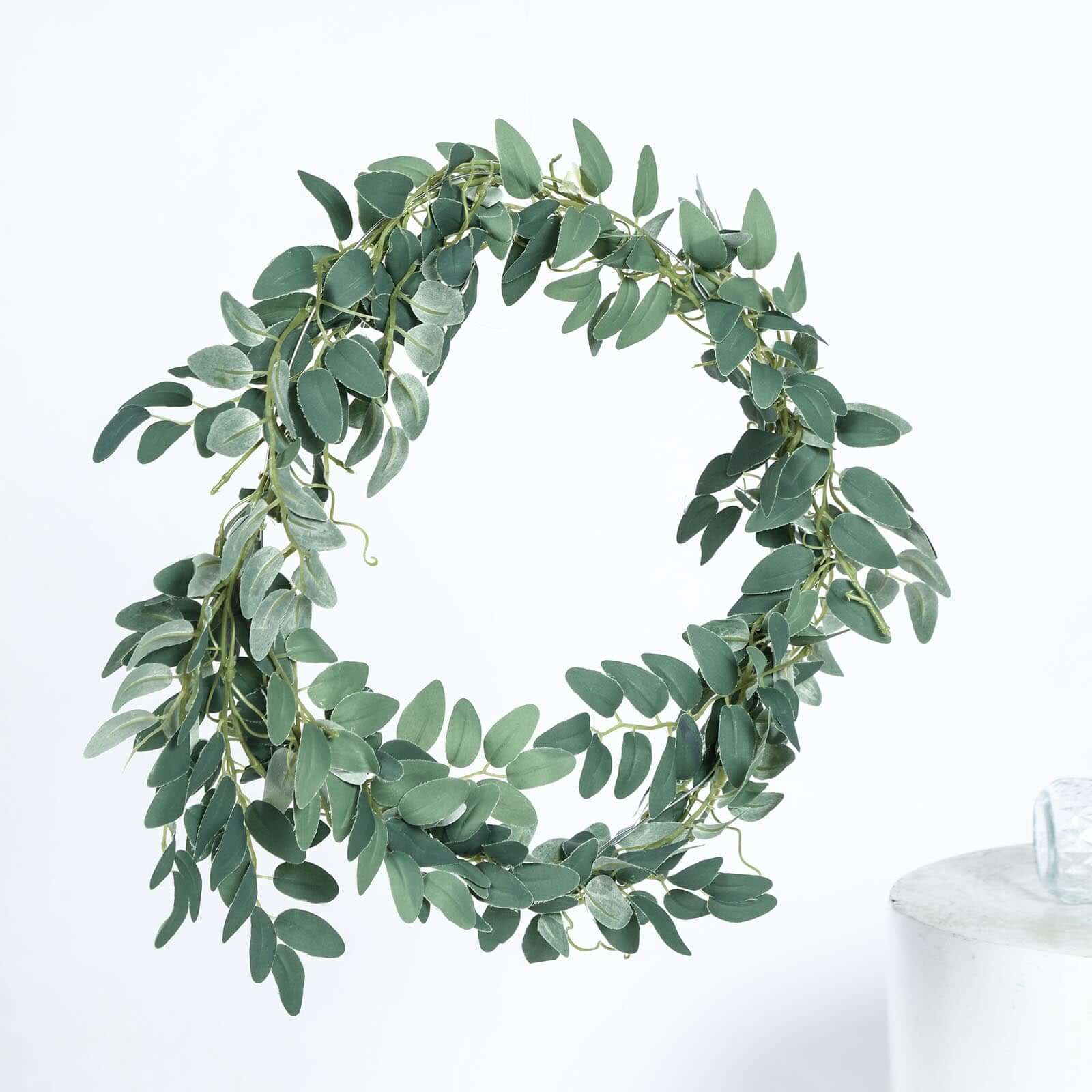 2 Pack 6ft Green Artificial Honey Locust Leaf Garland, Flexible Vine - Linen Luxes
