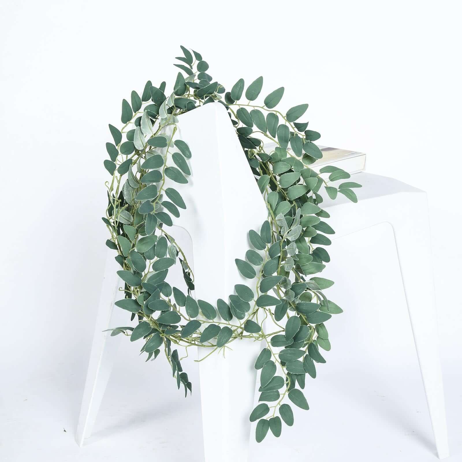2 Pack 6ft Green Artificial Honey Locust Leaf Garland, Flexible Vine - Linen Luxes