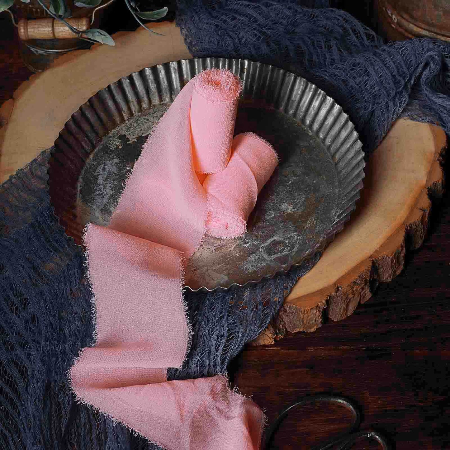 2 Pack 6yd Pink Silk - Like Chiffon Linen Ribbon Roll For Bouquets, Wedding Invitations Gift Wrapping - Linen Luxes