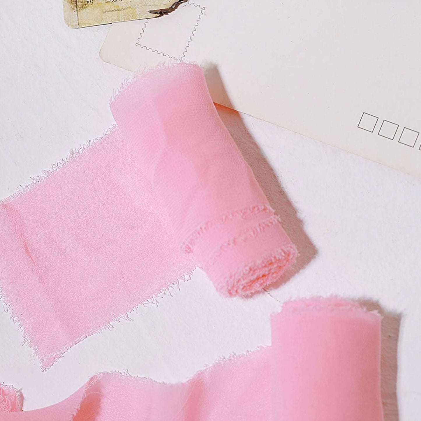 2 Pack 6yd Pink Silk - Like Chiffon Linen Ribbon Roll For Bouquets, Wedding Invitations Gift Wrapping - Linen Luxes