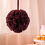 2 Pack 7" Burgundy Artificial Silk Rose Kissing Ball, Flower Ball - Linen Luxes