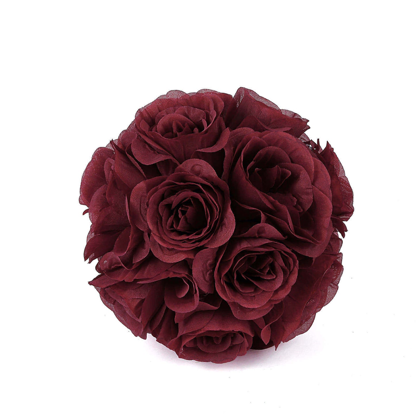 2 Pack 7" Burgundy Artificial Silk Rose Kissing Ball, Flower Ball - Linen Luxes