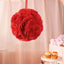 2 Pack 7" Red Artificial Silk Rose Kissing Ball, Faux Flower Ball