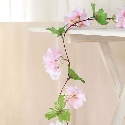 2 Pack 7ft Blush Artificial Cherry Blossom Flower Garland - Linen Luxes