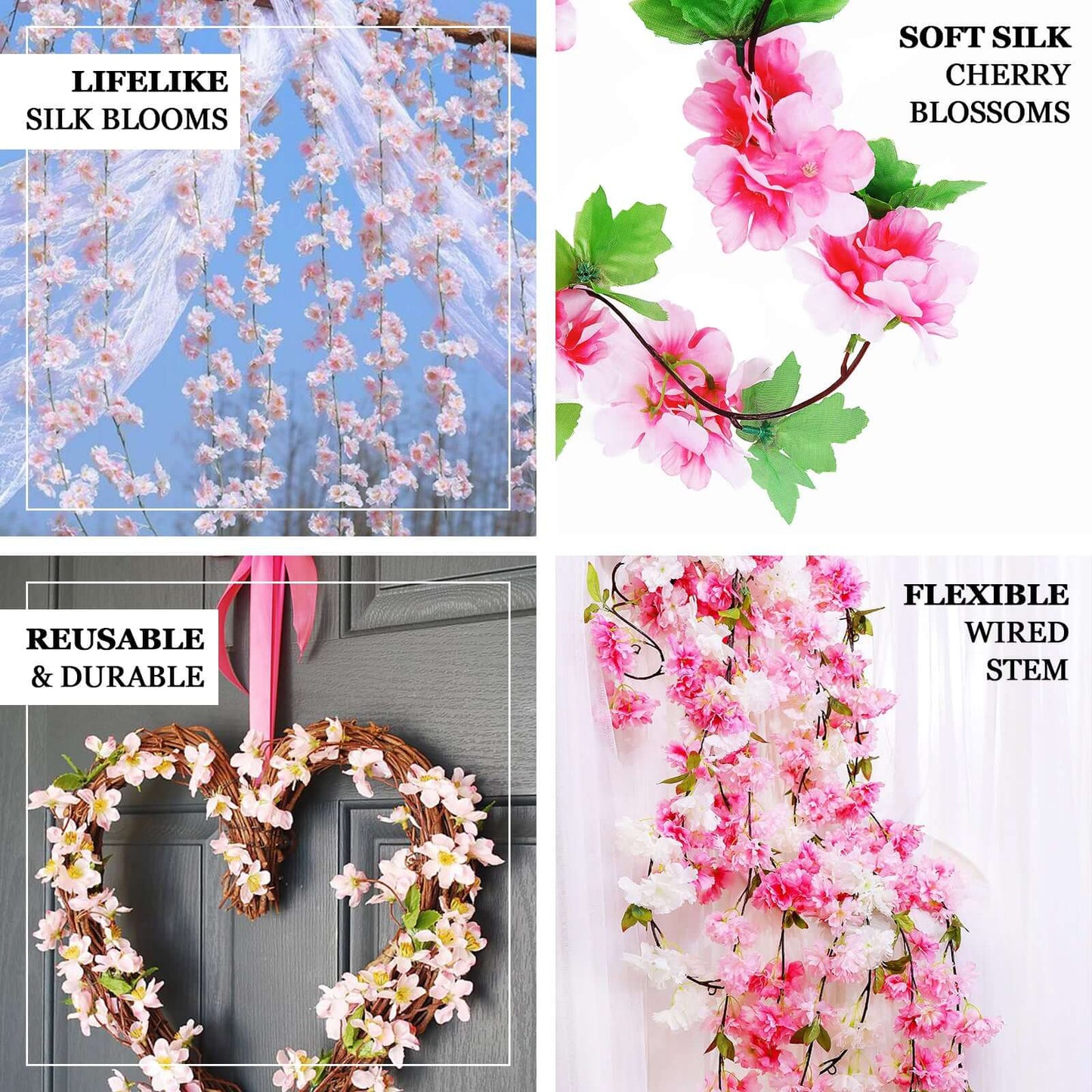 2 Pack 7ft Blush Artificial Cherry Blossom Flower Garland - Linen Luxes
