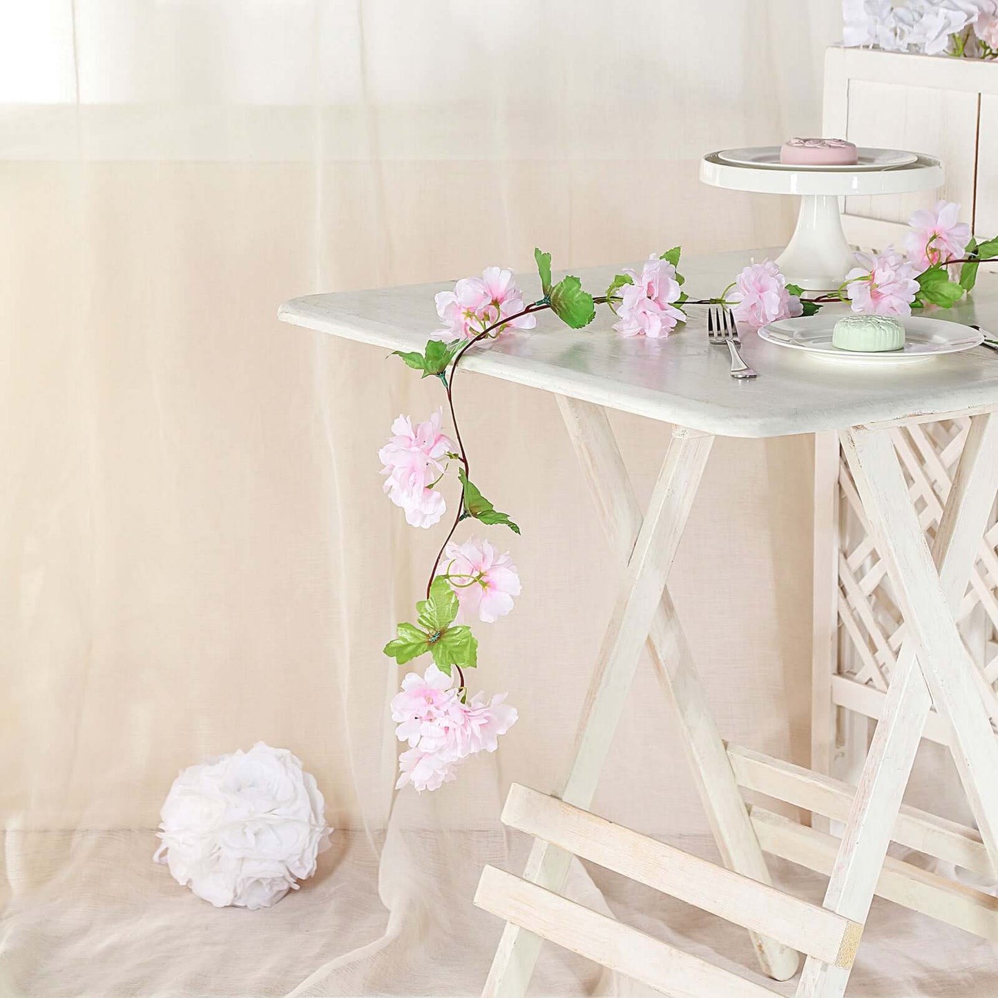 2 Pack 7ft Blush Artificial Cherry Blossom Flower Garland - Linen Luxes