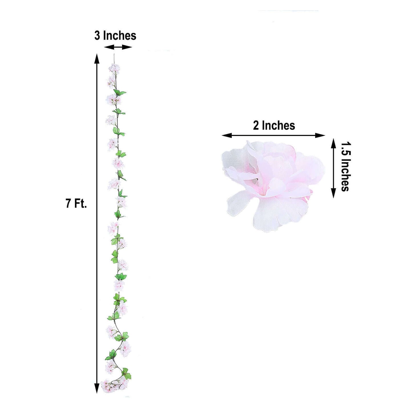 2 Pack 7ft Blush Artificial Cherry Blossom Flower Garland - Linen Luxes