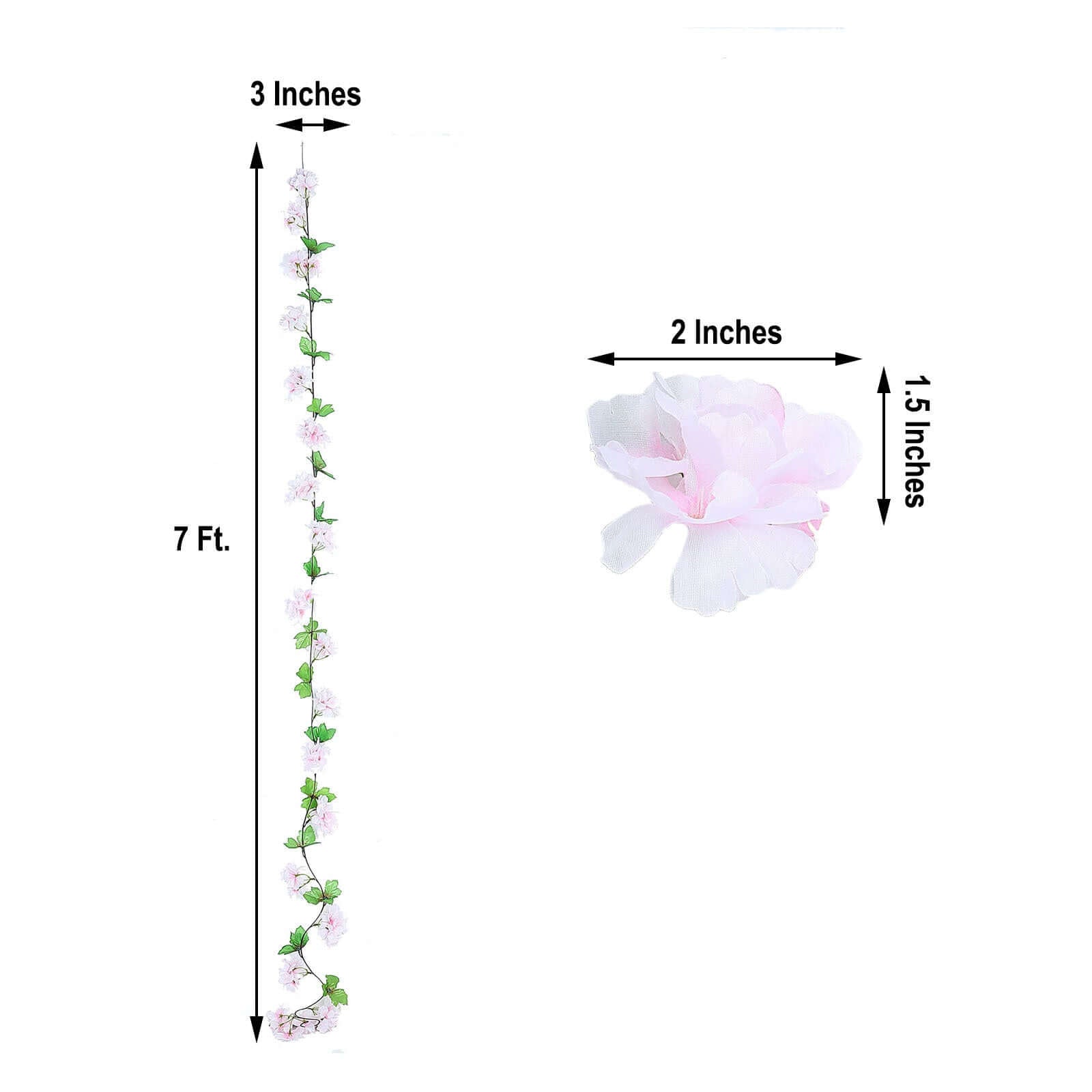 2 Pack 7ft Blush Artificial Cherry Blossom Flower Garland - Linen Luxes